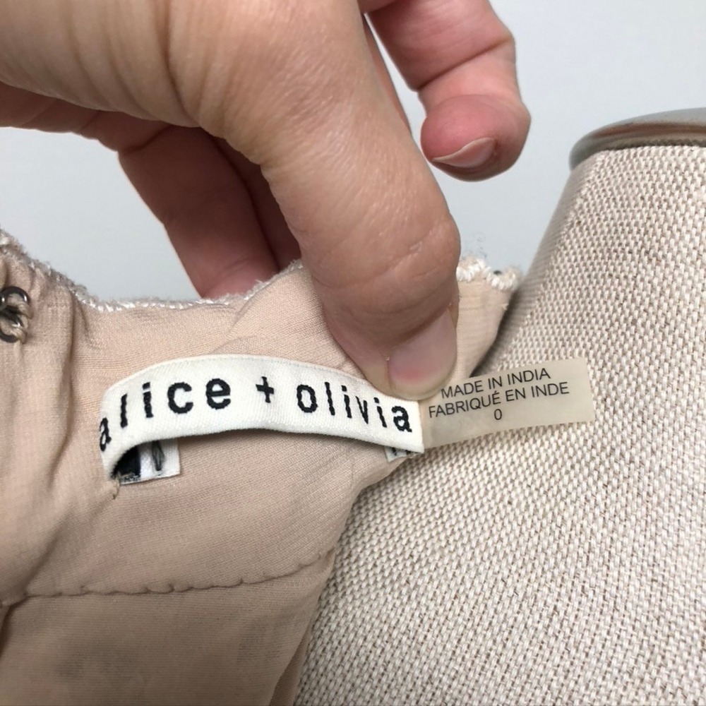 Alice + Olivia Lace Mini Dress Womens 0 White Red Embellished Floral Ruffle - Picture 8 of 11